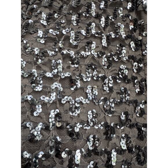 Vintage Cachet Bari Protas sequin formal prom dropwaist dress gray silver small - Picture 6 of 17